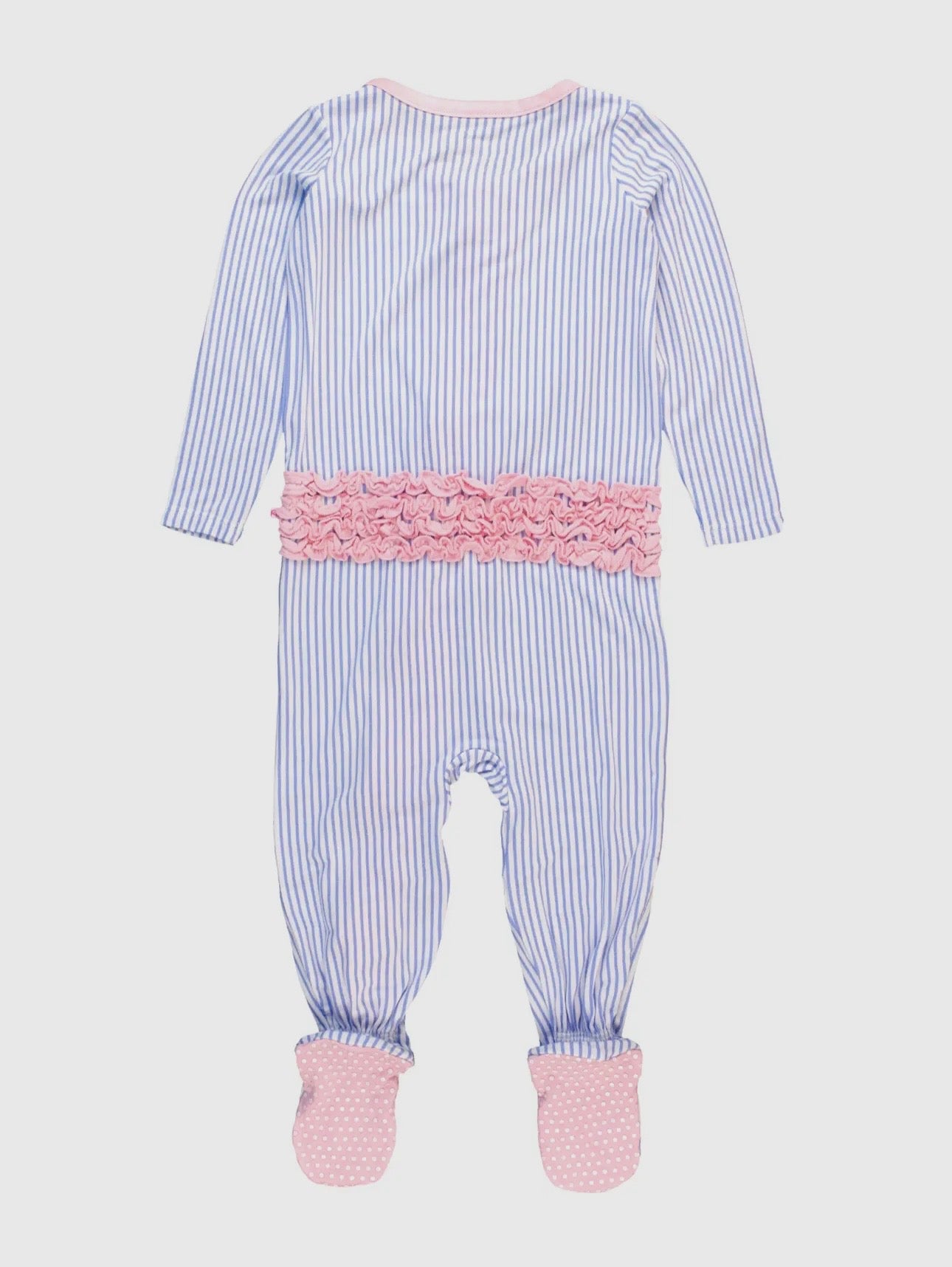 Baby Girl Bamboo Sleeper - Striped Footed Ruffles